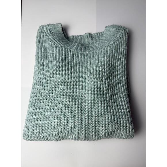 American Eagle Sweater Womens Medium teal Knit Pullover Crewneck Cozy Soft - Picture 12 of 13